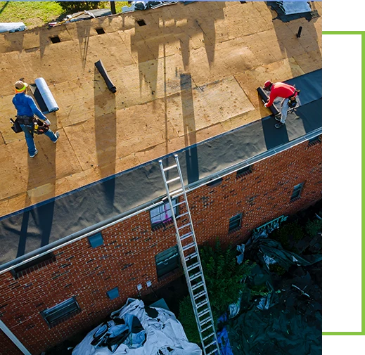 Remove old shingle roof construction worker on a renovation roof the house installed new shingles